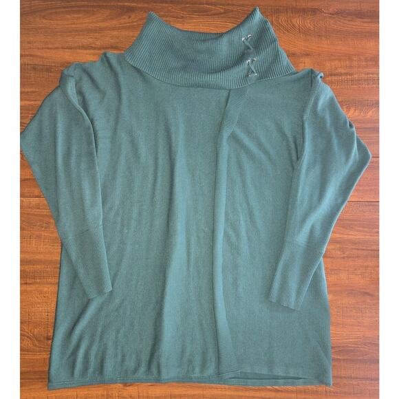 JM Collections Green Long Sleeve Turtle Neck Sweater Sz M - Picture 1 of 8